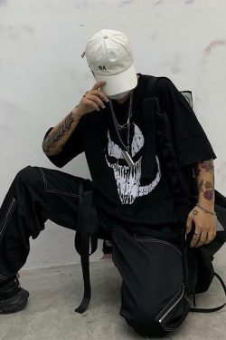 Y2K Grunge Monster Face Shirt - 90s Retro Summer Outfit, Y2K Party & Club Fashion
