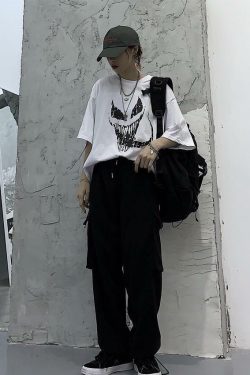 Y2K Grunge Monster Face Shirt - 90s Retro Summer Outfit, Y2K Party & Club Fashion