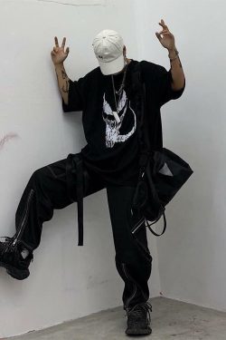 Y2K Grunge Monster Face Shirt - 90s Retro Summer Outfit, Y2K Party & Club Fashion