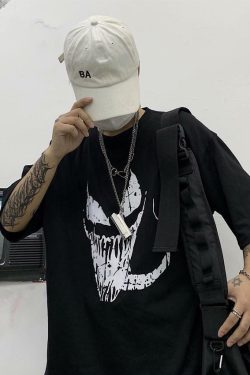 Y2K Grunge Monster Face Shirt - 90s Retro Summer Outfit, Y2K Party & Club Fashion