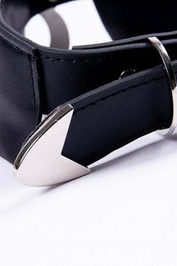 Y2K Grunge Moon Faux Leather Choker Collar - 90s Retro Goth Fashion Accessory for Women