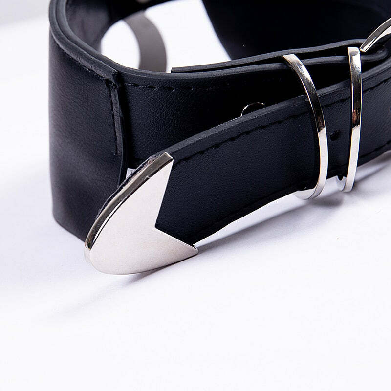 Y2K Grunge Moon Faux Leather Choker Collar - 90s Retro Goth Fashion Accessory for Women