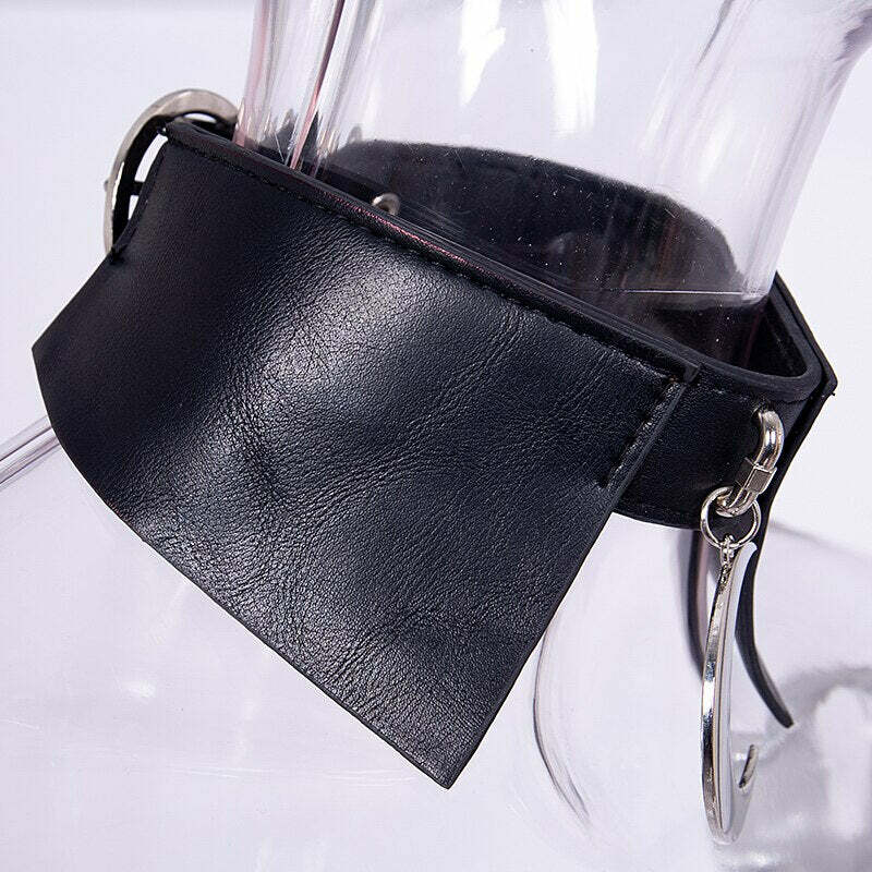 Y2K Grunge Moon Faux Leather Choker Collar - 90s Retro Goth Fashion Accessory for Women
