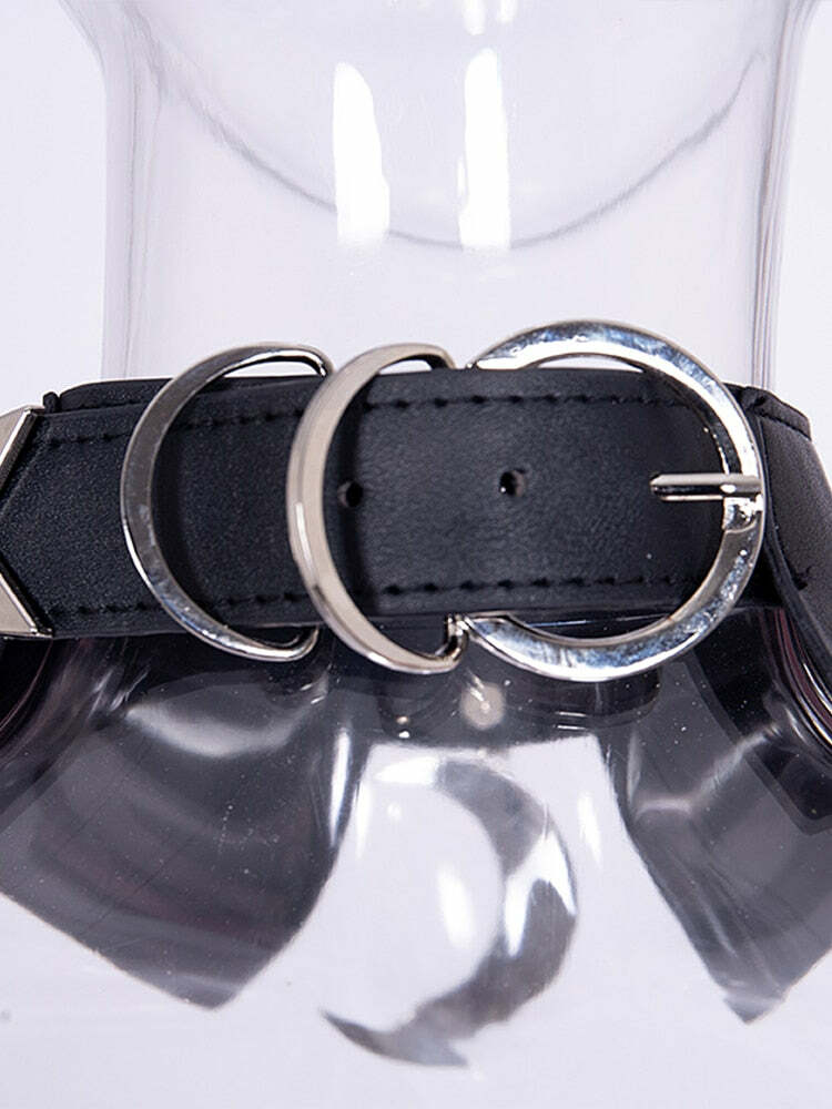 Y2K Grunge Moon Faux Leather Choker Collar - 90s Retro Goth Fashion Accessory for Women