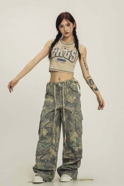 Y2K Grunge Multi-Color Fern Pants - Retro 90s Summer Outfit, Y2K Fashion for Women