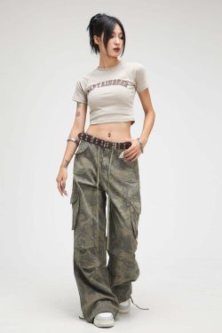 Y2K Grunge Multi-Color Fern Pants - Retro 90s Summer Outfit, Y2K Fashion for Women