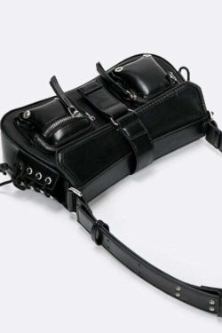 Y2K Grunge Multi-Pocket Shoulder Bag - 90s Retro Style, Perfect for Y2K Summer Outfits