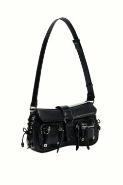 Y2K Grunge Multi-Pocket Shoulder Bag - 90s Retro Style, Perfect for Y2K Summer Outfits