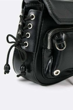 Y2K Grunge Multi-Pocket Shoulder Bag - 90s Retro Style, Perfect for Y2K Summer Outfits