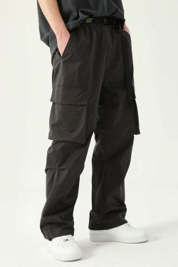 Y2K Grunge Multi-Pocket Utility Cargo Pants - 90s Retro Summer Outfit for Women