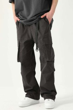 Y2K Grunge Multi-Pocket Utility Cargo Pants - 90s Retro Summer Outfit for Women