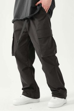 Y2K Grunge Multi-Pocket Utility Cargo Pants - 90s Retro Summer Outfit for Women