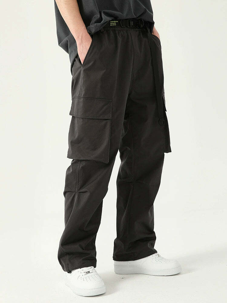 Y2K Grunge Multi-Pocket Utility Cargo Pants - 90s Retro Summer Outfit for Women
