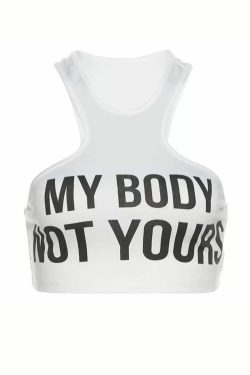 Y2K Grunge My Body Letter Print Crop Top - 90s Retro Summer Outfit, Pastel Goth Fashion