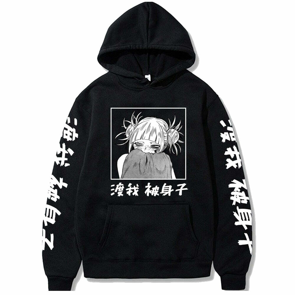 Y2K Grunge My Hero Academia Hoodie - Retro 90s Fashion, Summer Y2K Outfits, Pastel Goth Style