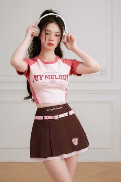 Y2K Grunge My Melody Baseball Crop Top - 90s Retro Summer Outfit for Women