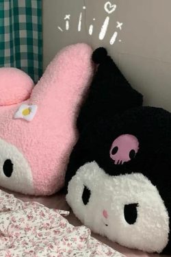 Y2K Grunge My Melody Kuromi Soft Pillow Cushions - Retro 90s Pastel Goth Home Decor