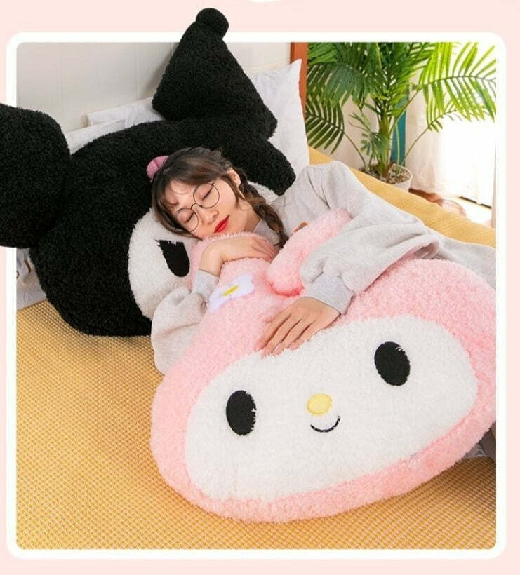 Y2K Grunge My Melody Kuromi Soft Pillow Cushions - Retro 90s Pastel Goth Home Decor