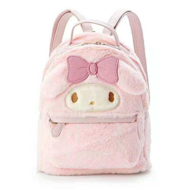 Y2K Grunge My Melody Plush Backpack - Retro 90s Fashion, Pastel Goth, Y2K Summer Outfits