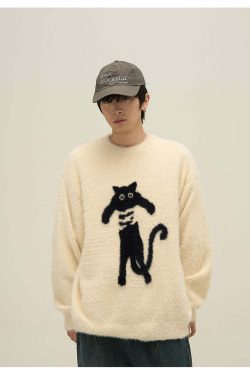 Y2K Grunge Neko Sweater - Retro 90s Fashion, Summer Y2K Outfits, Pastel Goth Style