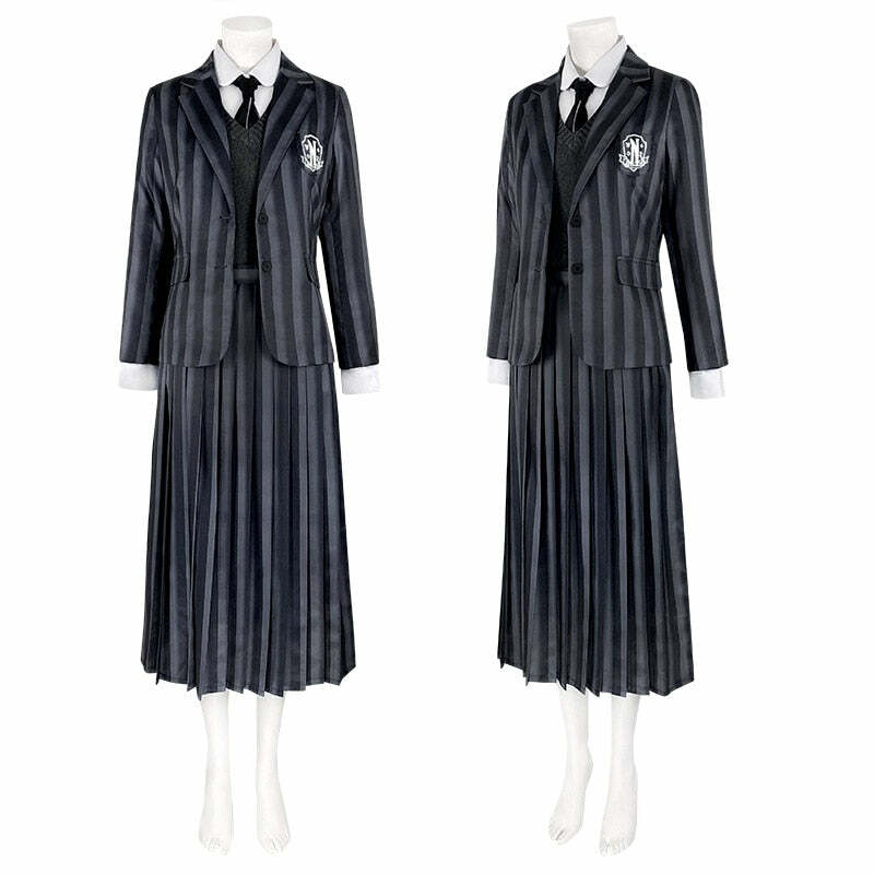Y2K Grunge Nevermore Academy School Uniform - 90s Goth Retro Style for Women