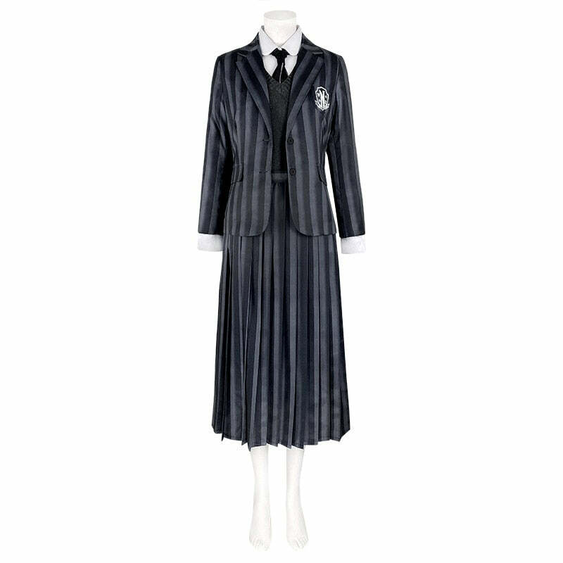 Y2K Grunge Nevermore Academy School Uniform - 90s Goth Retro Style for Women