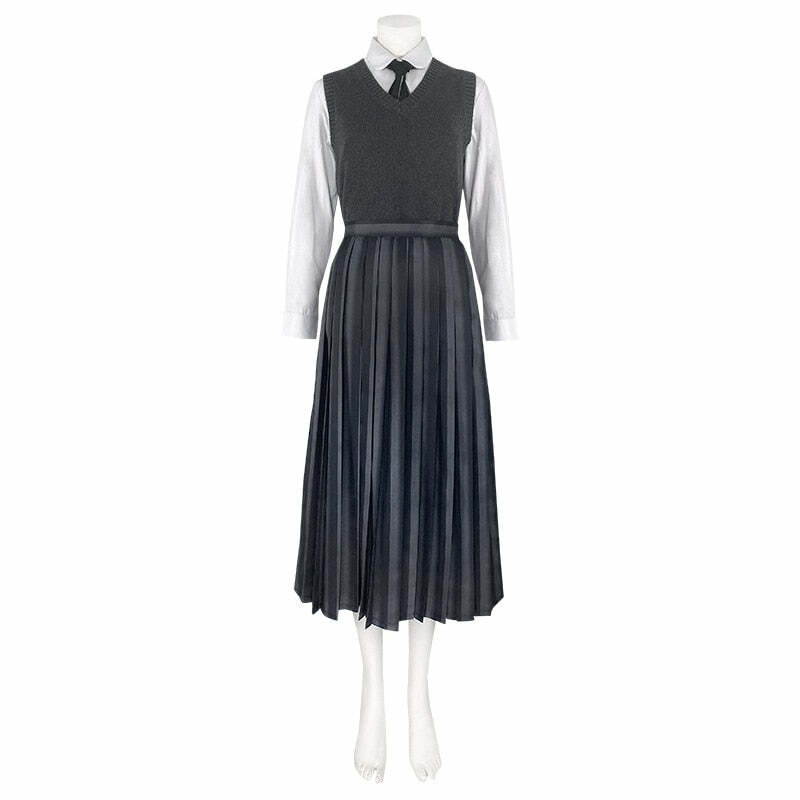 Y2K Grunge Nevermore Academy School Uniform - 90s Goth Retro Style for Women