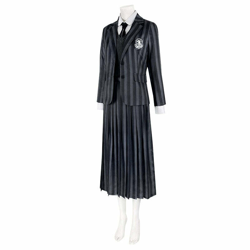 Y2K Grunge Nevermore Academy School Uniform - 90s Goth Retro Style for Women