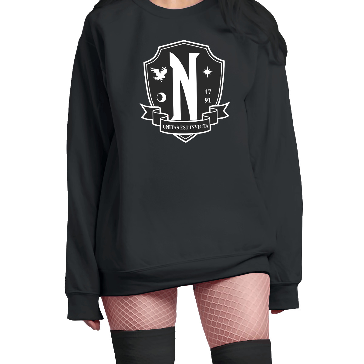 Y2K Grunge Nevermore Academy Sweatshirt - Retro 90s Fashion, Gothic Y2K, Pastel Goth Style