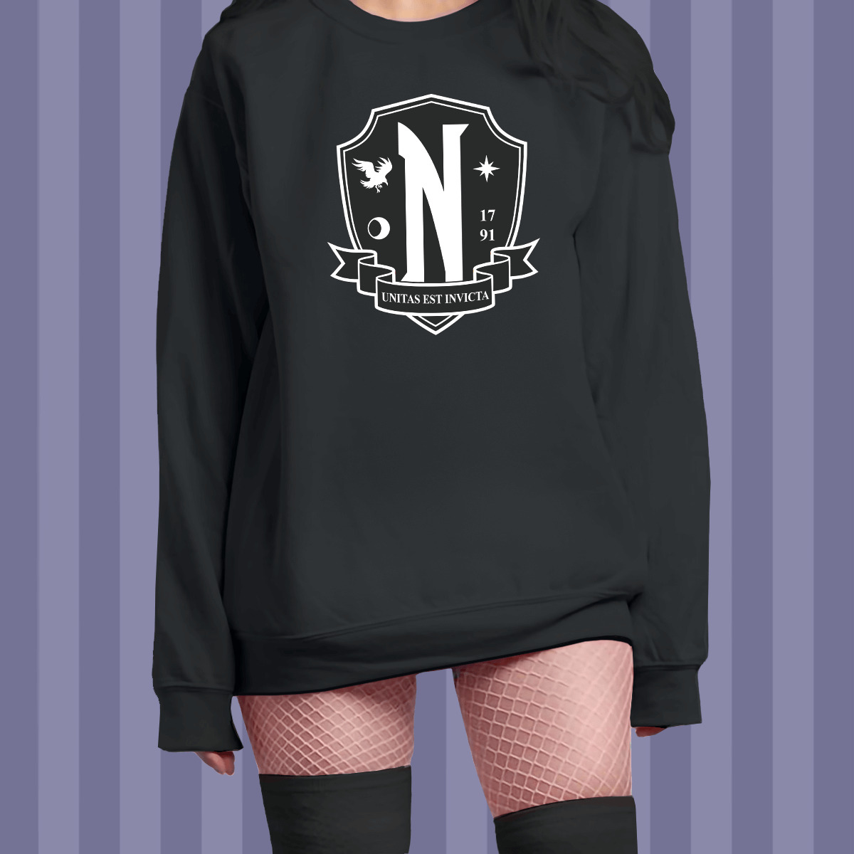 Y2K Grunge Nevermore Academy Sweatshirt - Retro 90s Fashion, Gothic Y2K, Pastel Goth Style