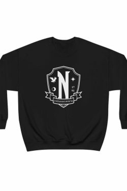 Y2K Grunge Nevermore Academy Sweatshirt - Retro 90s Fashion, Gothic Y2K, Pastel Goth Style