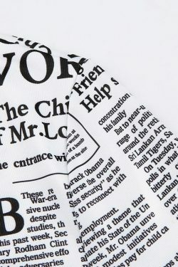 Y2K Grunge Newspaper Crop Top - 90s Retro Summer Outfit, Y2K Party & Club Fashion