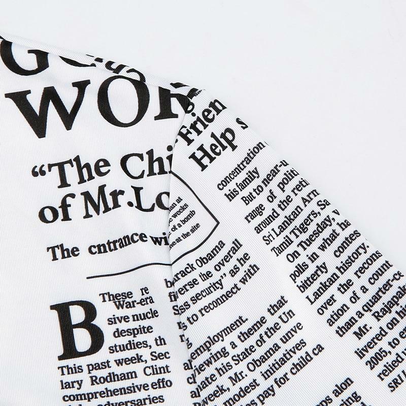 Y2K Grunge Newspaper Crop Top - 90s Retro Summer Outfit, Y2K Party & Club Fashion
