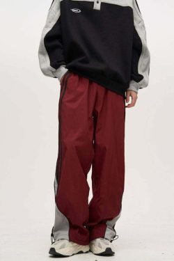 Y2K Grunge Nylon Track Pants - Retro 90s Fashion, Summer Y2K Outfits, Gothic Y2K Style