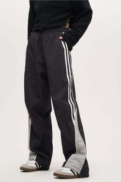Y2K Grunge Nylon Track Pants - Retro 90s Fashion, Summer Y2K Outfits, Gothic Y2K Style
