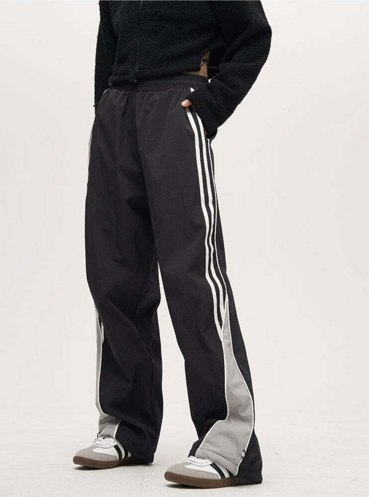 Y2K Grunge Nylon Track Pants - Retro 90s Fashion, Summer Y2K Outfits, Gothic Y2K Style