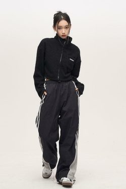 Y2K Grunge Nylon Track Pants - Retro 90s Fashion, Summer Y2K Outfits, Gothic Y2K Style