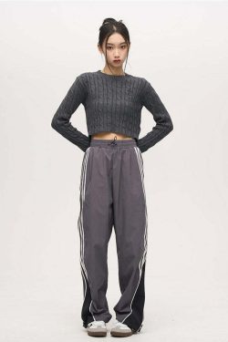 Y2K Grunge Nylon Track Pants - Retro 90s Fashion, Summer Y2K Outfits, Gothic Y2K Style