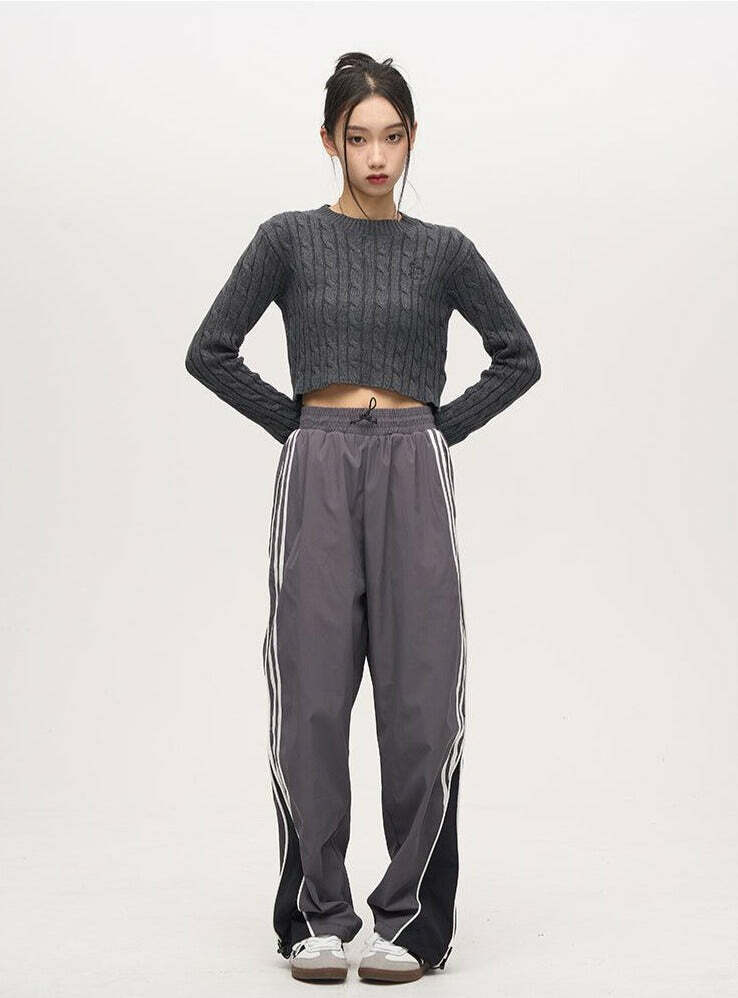 Y2K Grunge Nylon Track Pants - Retro 90s Fashion, Summer Y2K Outfits, Gothic Y2K Style