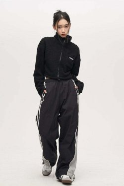 Y2K Grunge Nylon Track Pants - Retro 90s Fashion, Summer Y2K Outfits, Gothic Y2K Style