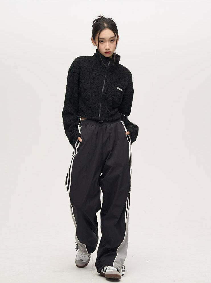 Y2K Grunge Nylon Track Pants - Retro 90s Fashion, Summer Y2K Outfits, Gothic Y2K Style