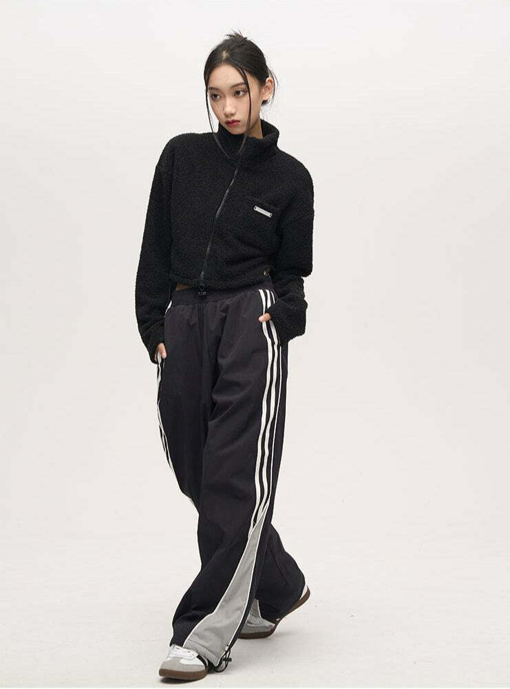 Y2K Grunge Nylon Track Pants - Retro 90s Fashion, Summer Y2K Outfits, Gothic Y2K Style