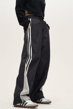 Y2K Grunge Nylon Track Pants - Retro 90s Fashion, Summer Y2K Outfits, Gothic Y2K Style
