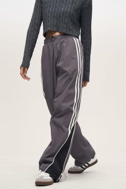 Y2K Grunge Nylon Track Pants - Retro 90s Fashion, Summer Y2K Outfits, Gothic Y2K Style