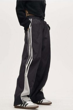 Y2K Grunge Nylon Track Pants - Retro 90s Fashion, Summer Y2K Outfits, Gothic Y2K Style