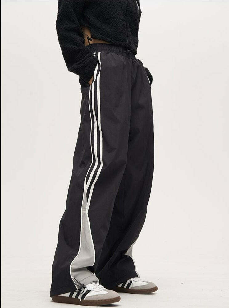 Y2K Grunge Nylon Track Pants - Retro 90s Fashion, Summer Y2K Outfits, Gothic Y2K Style