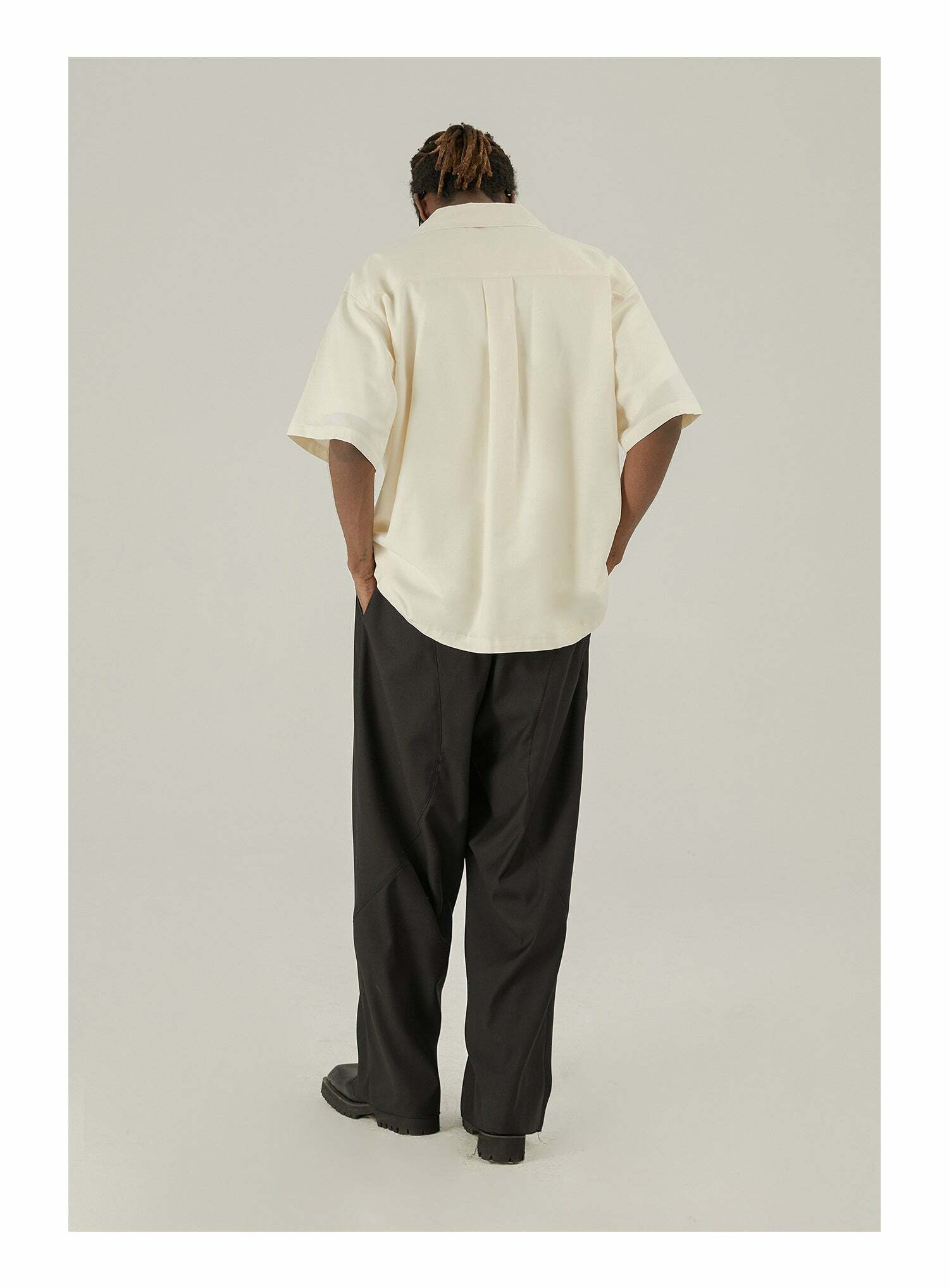 Y2K Grunge Off-White Button-Up Shirt - 90s Fashion, Retro Style, Summer Y2K Outfits