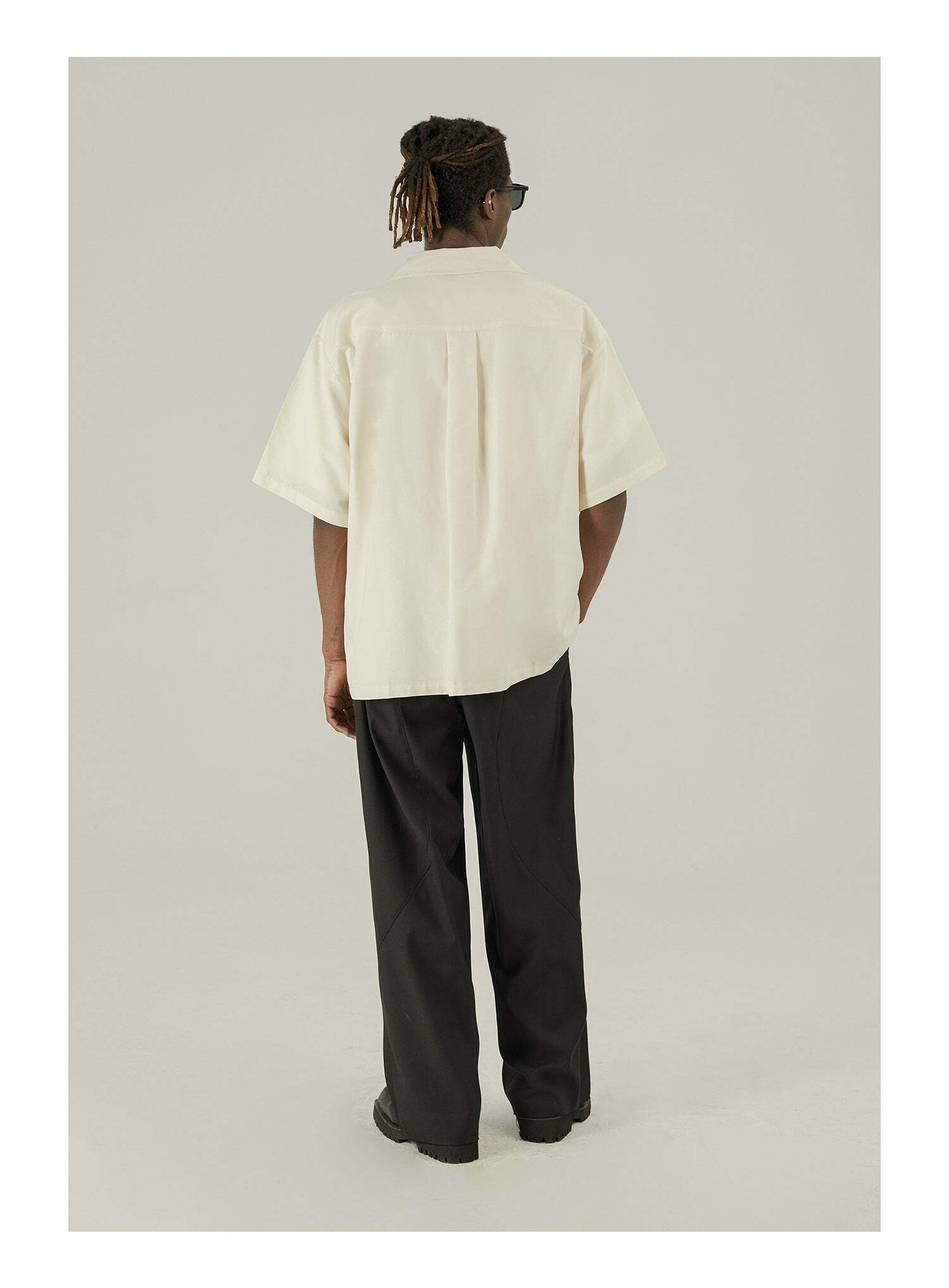 Y2K Grunge Off-White Button-Up Shirt - 90s Fashion, Retro Style, Summer Y2K Outfits