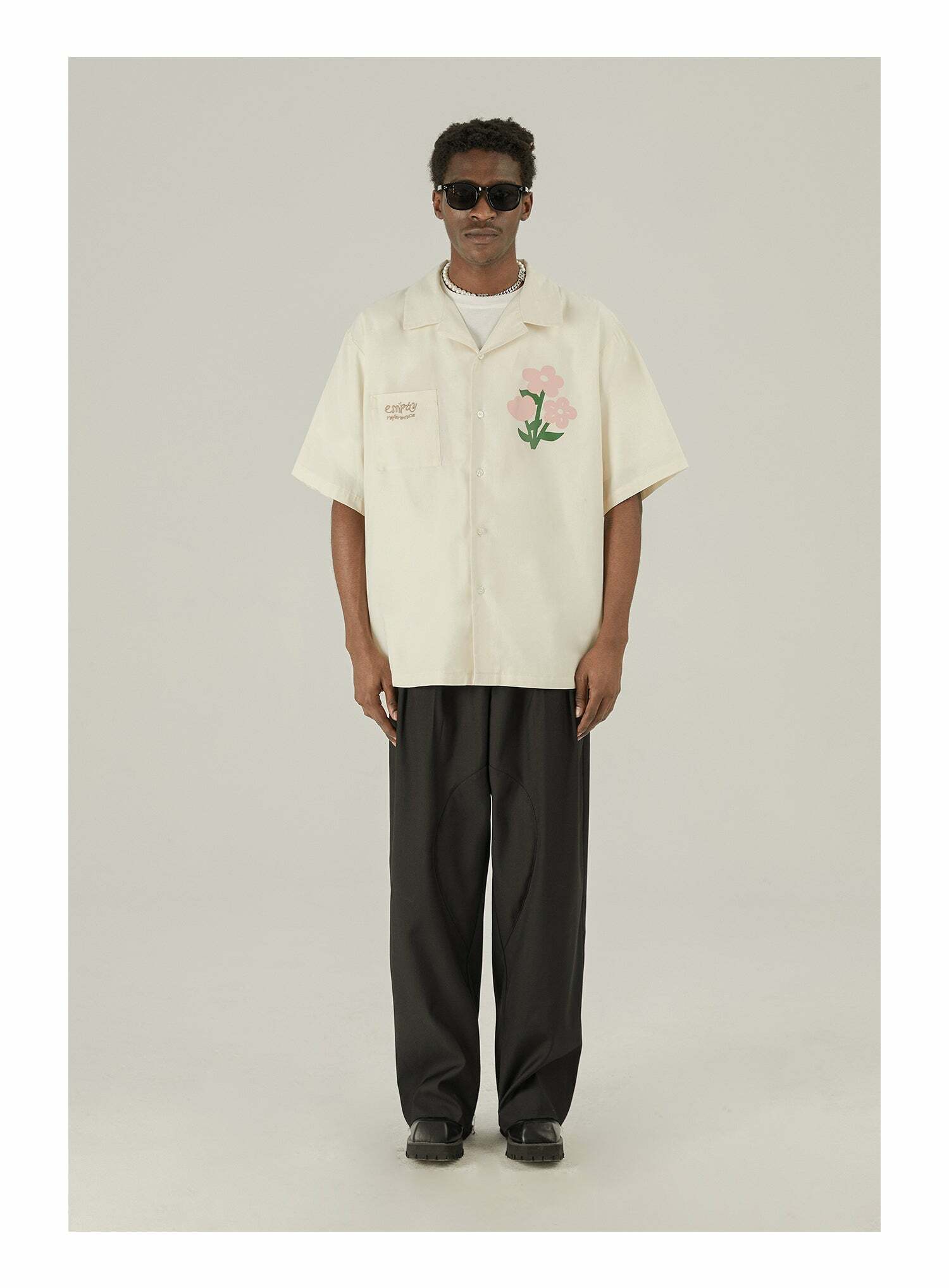 Y2K Grunge Off-White Button-Up Shirt - Retro 90s Fashion, Summer Y2K Outfits, Pastel Goth Style