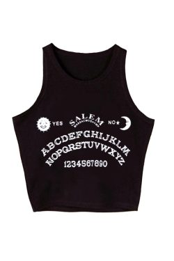 Y2K Grunge Ouija Board Crop Top - Retro 90s Summer Outfit, Gothic Y2K Fashion